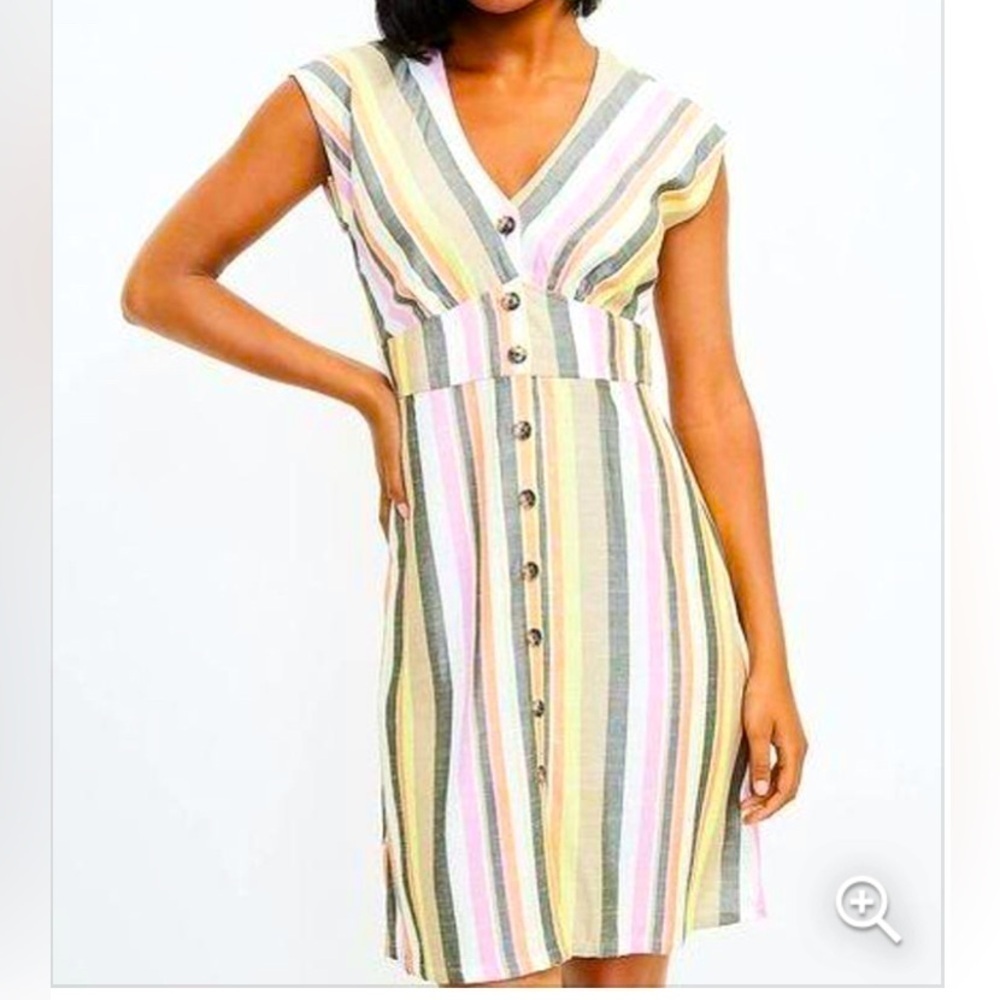 Loft Multi Color A - line Button Down Dress